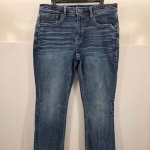 BKE Jeans Men 36x34 Blue Jake Straight Whiskering Stretch Med Wash Denim